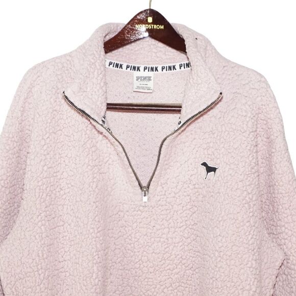 PINK Victoria's Secret Light Pink Sherpa Pullover, Medium - Picture 4 of 4
